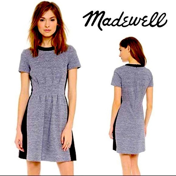 Madewell gray and black pleated knit dress with pockets - Picture 1 of 6